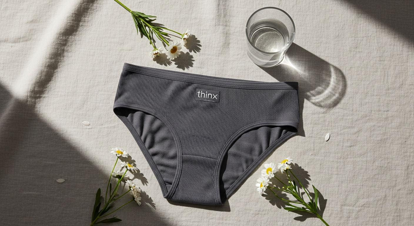 Thinx Super Absorbency Cotton Brief period underwear displayed on white background