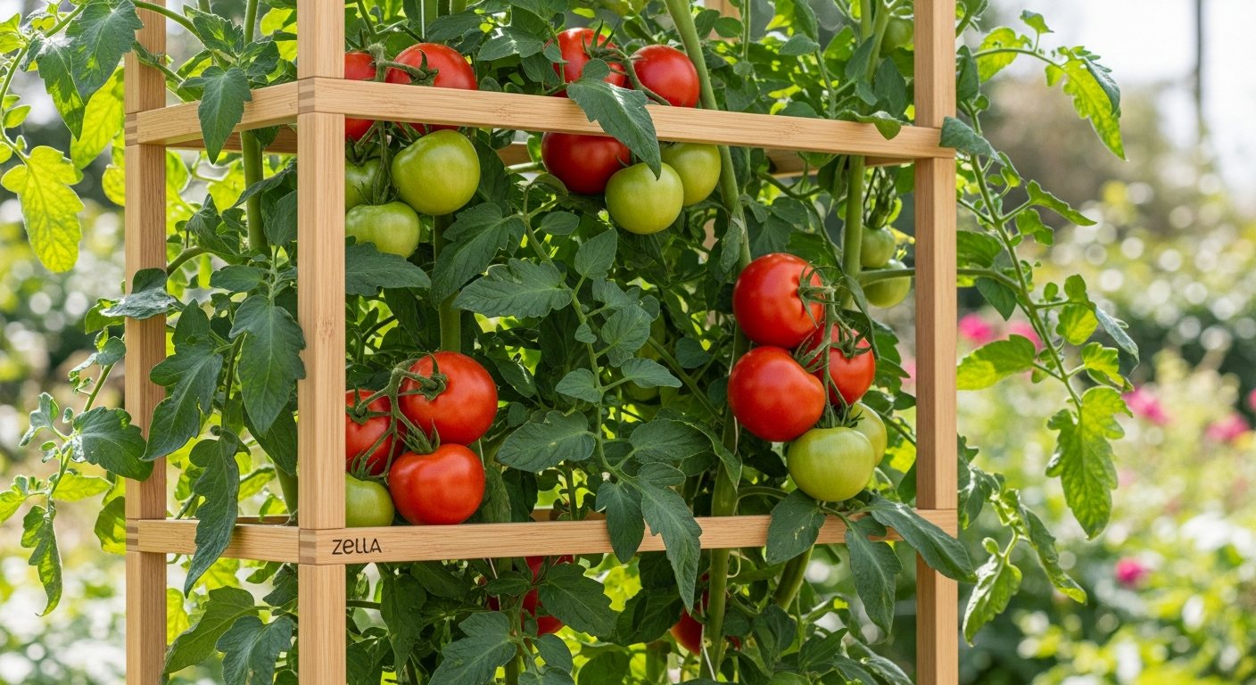 Wooden extendable plant trellis with modular design supporting climbing monstera plant indoors