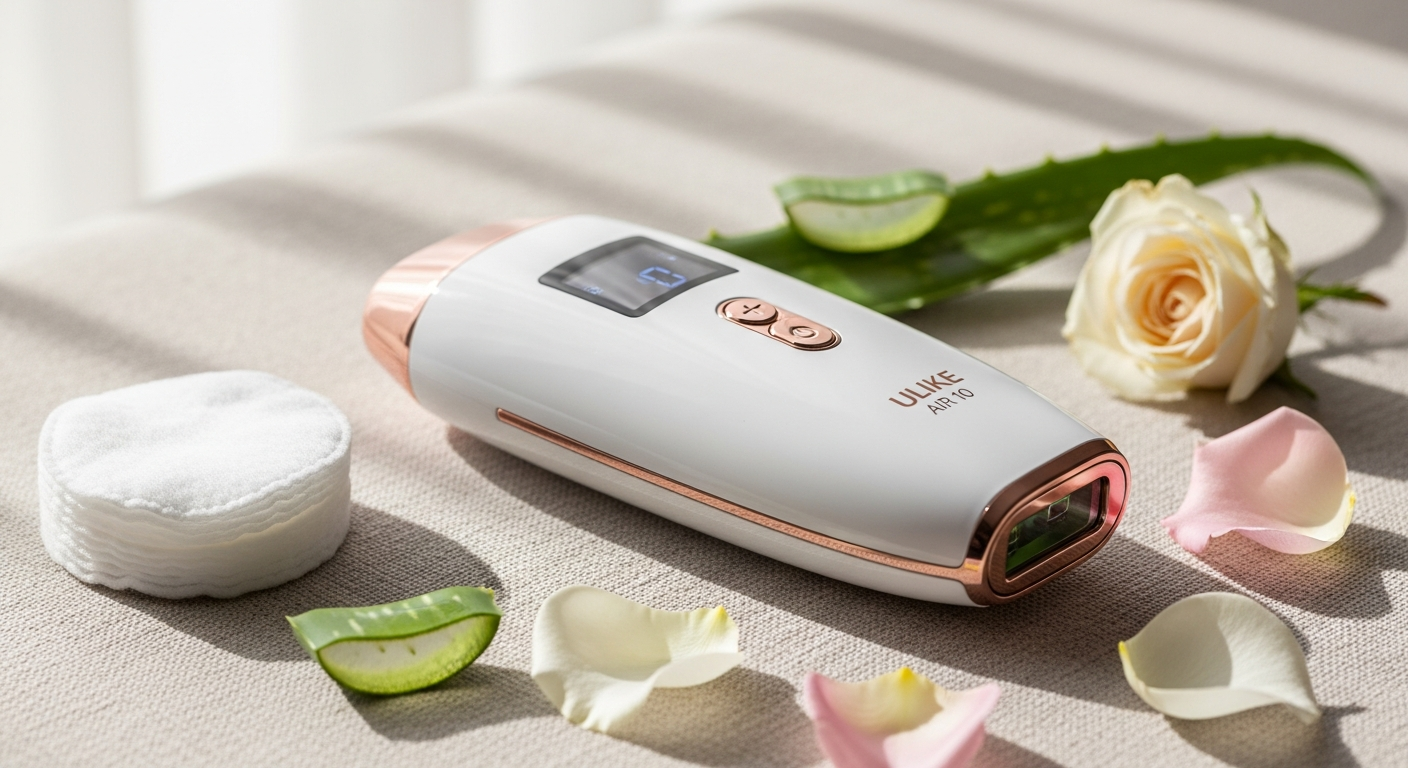 Ulike Air 10 IPL hair removal device with sapphire ice-cooling technology displayed on white background