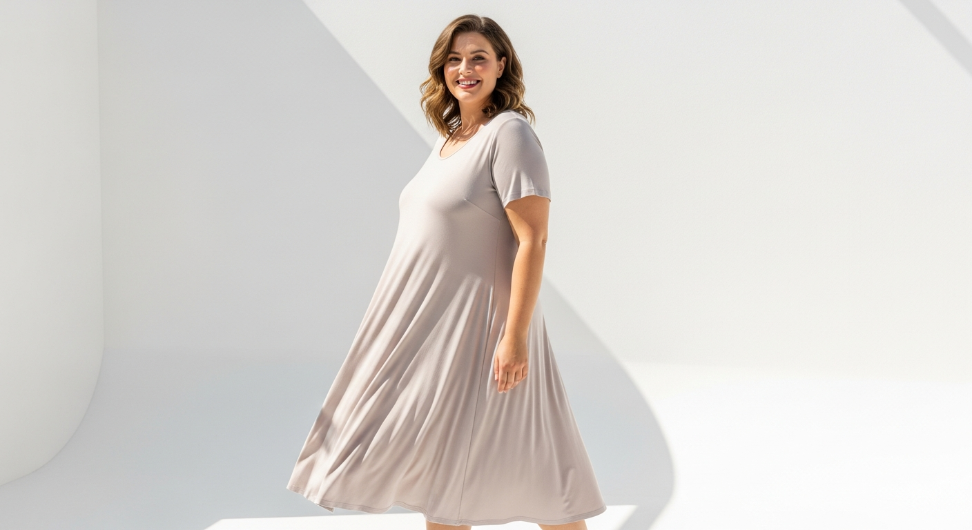 Ulla Popken robe en jersey coupe évasée volants flared dress for curvy women