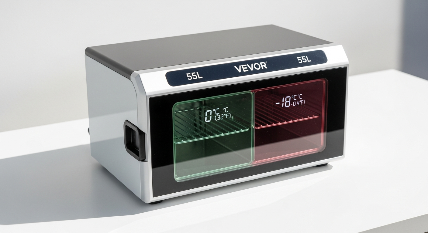 VEVOR 55L Car Fridge: Dual-Zone Cooling Performance