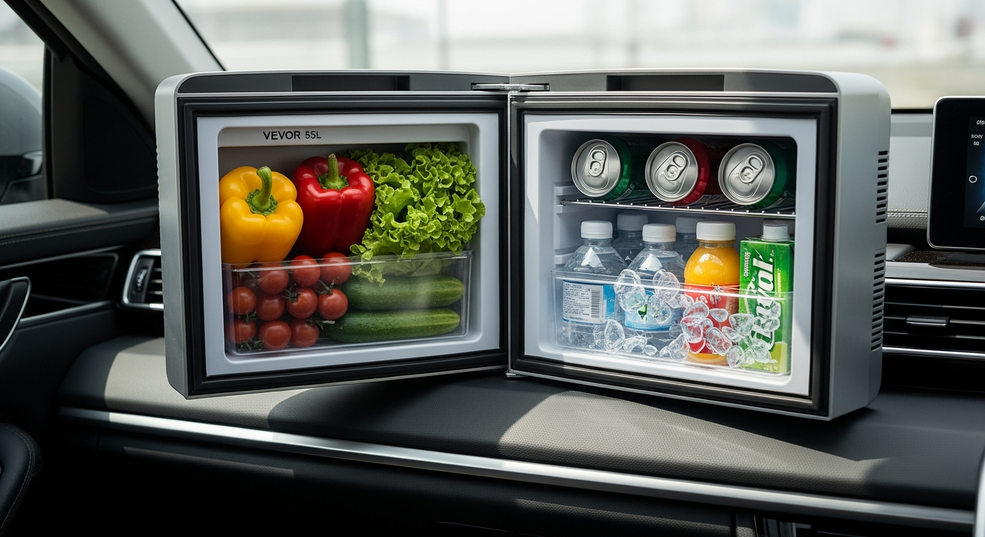 VEVOR 55L Car Refrigerator: Dual-Zone Cooling