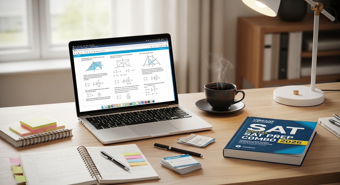 Digital SAT Prep Combo 2026 study materials and practice tests displayed together