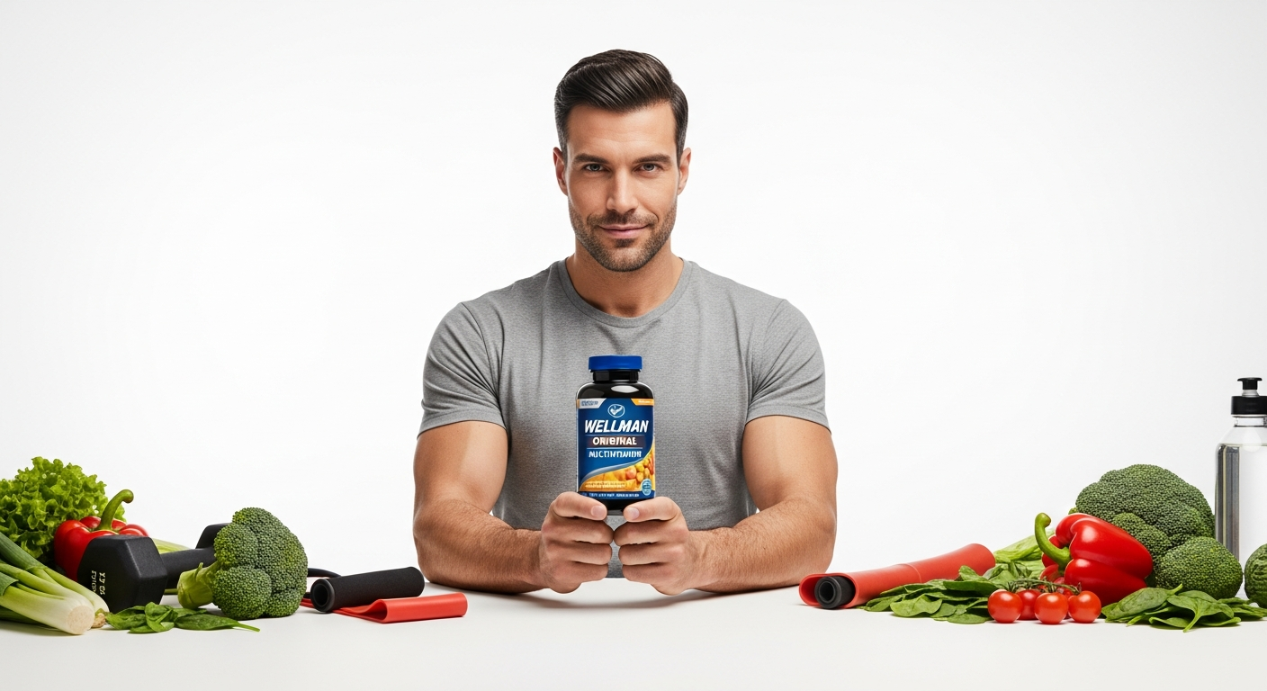 Vitabiotics Wellman Original multivitamin tablet bottle for men's athletic performance