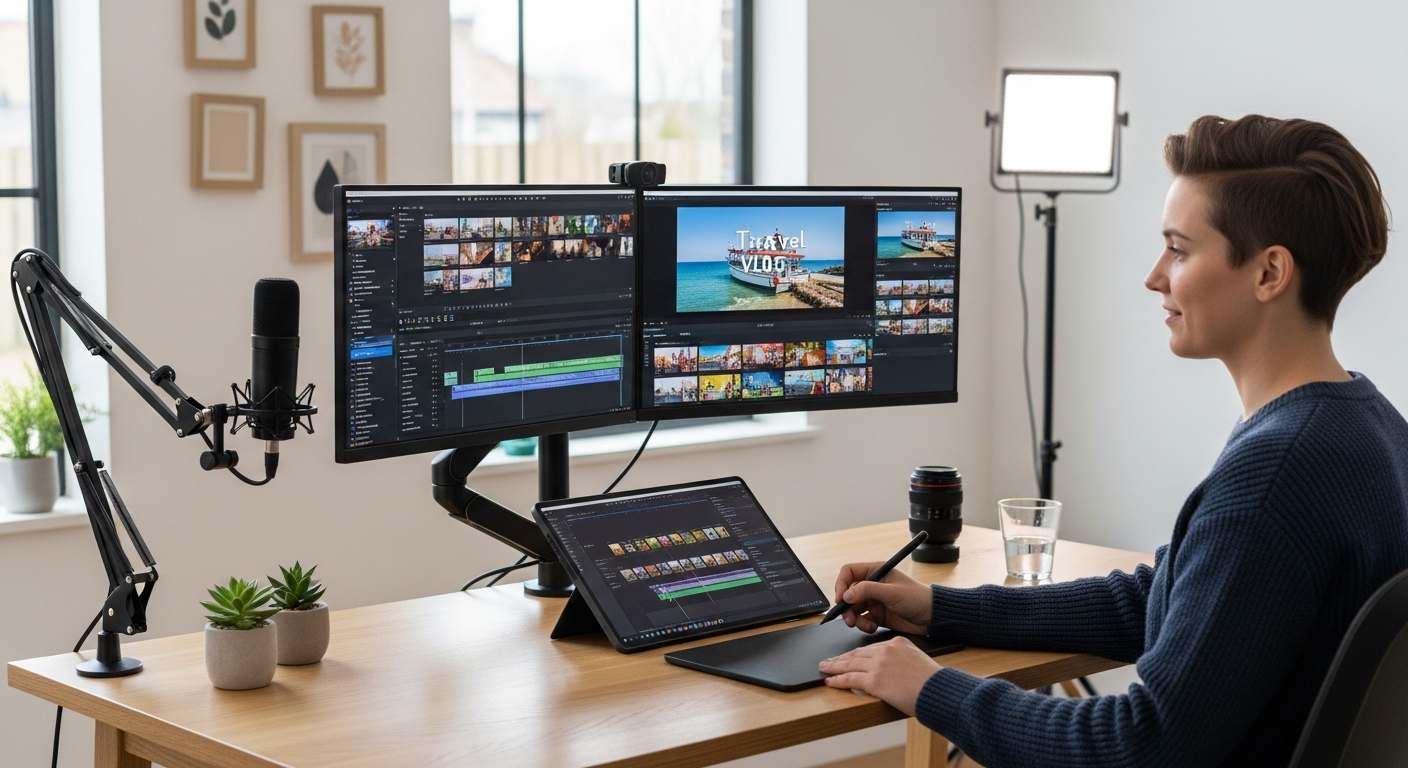 Wondershare Filmora AI video editor interface showing editing timeline and AI-powered features for content creators