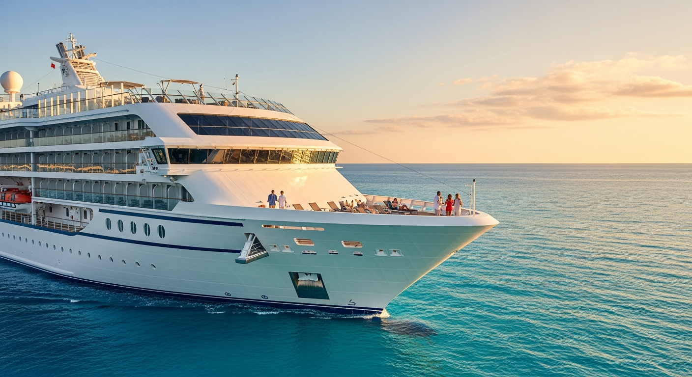 Marella Explorer cruise ship sailing Mediterranean Sea with Majorca coastline