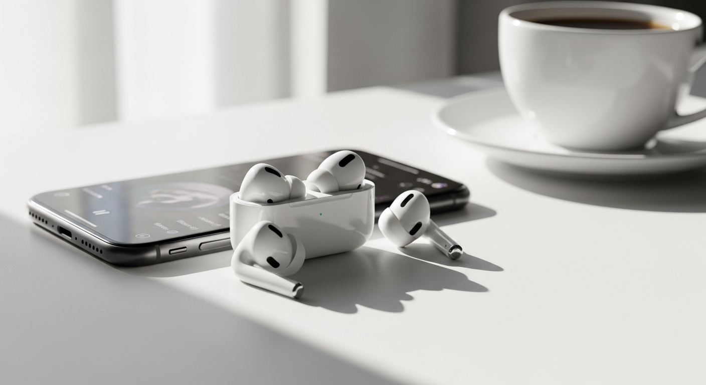 Apple AirPods Pro 2nd Gen wireless earbuds with charging case displayed