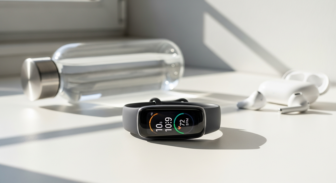 Samsung Galaxy Fit3 fitness tracker displaying health metrics on AMOLED screen