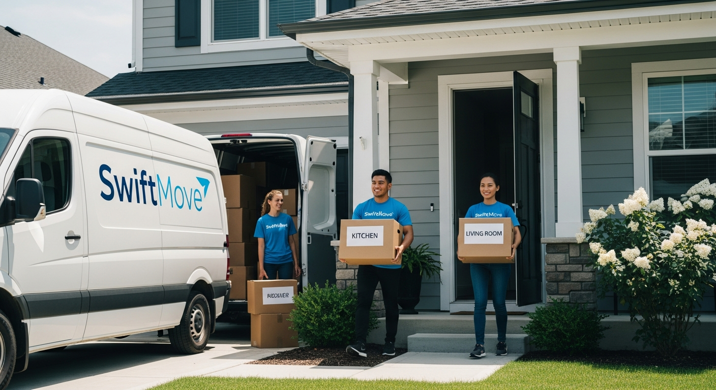 AnyVan moving truck with professional movers loading household items