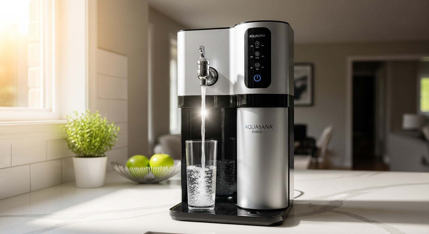 Aquasana Rhino whole house water filter system installed on main water line