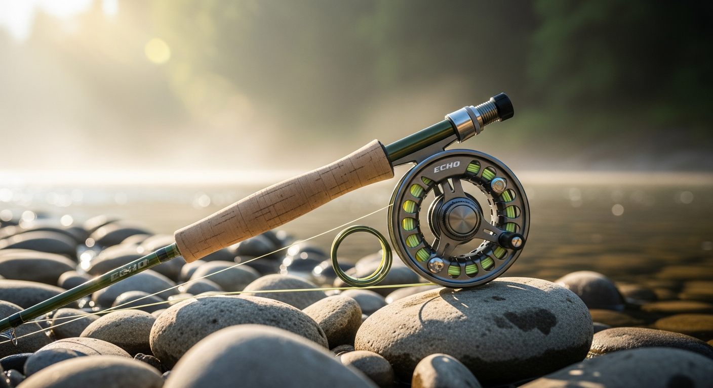 ECHO Lift Fly Fishing Outfit rod and reel in fabric case