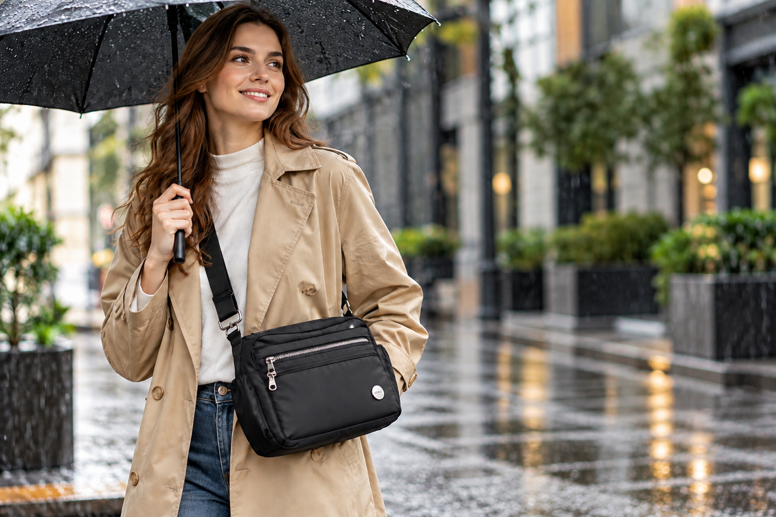 Waterproof nylon crossbody bags for women with adjustable straps and practical zippered compartments for everyday use.