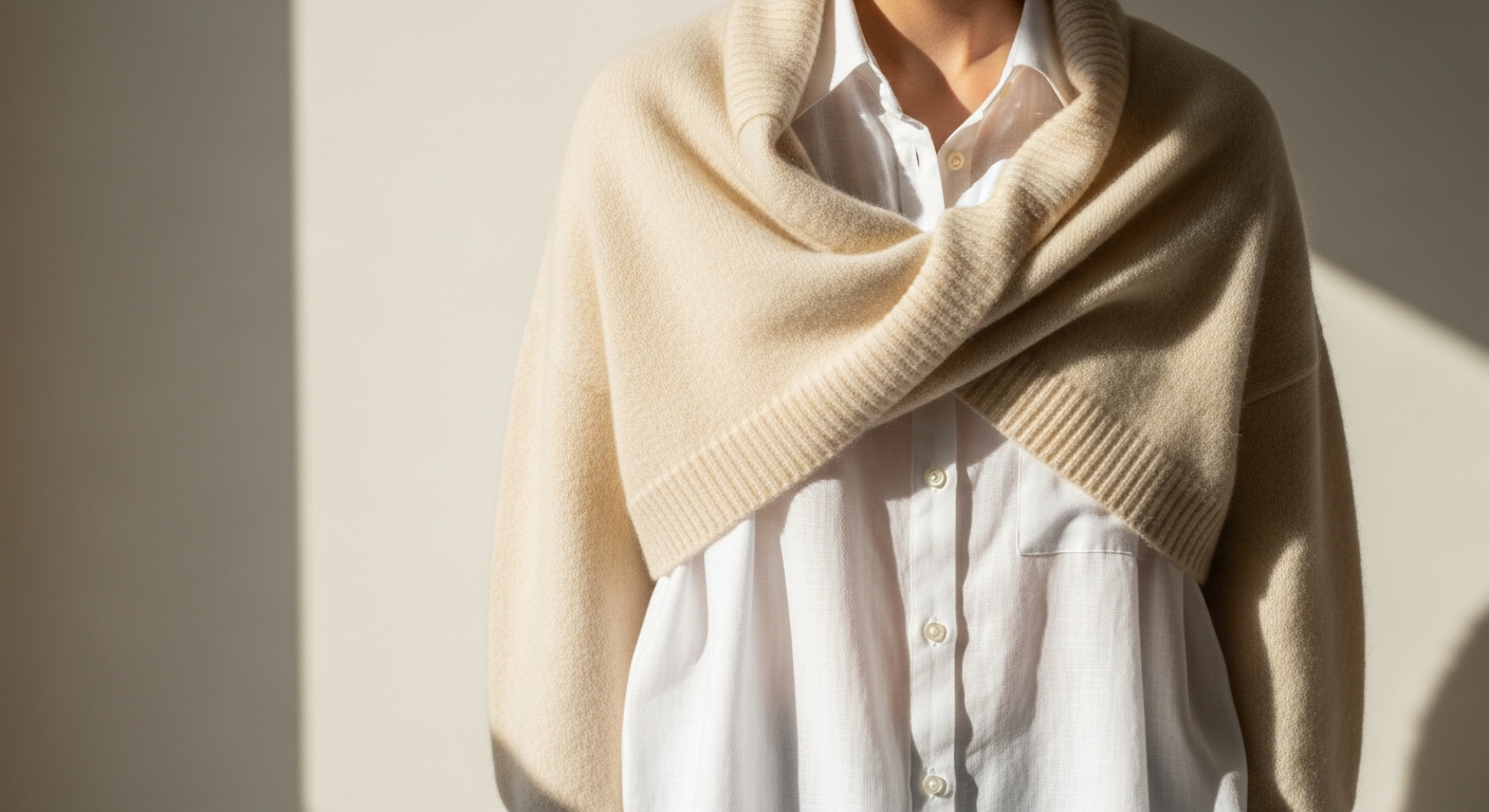 Brora Cashmere Cropped Cardigan in neutral tone displayed on model