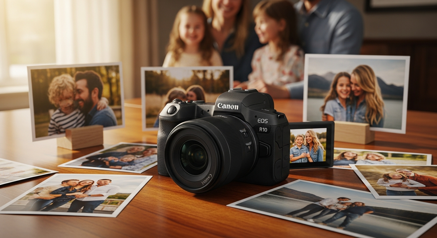 Canon EOS R10 mirrorless camera with RF-S 18-150mm lens for family photography