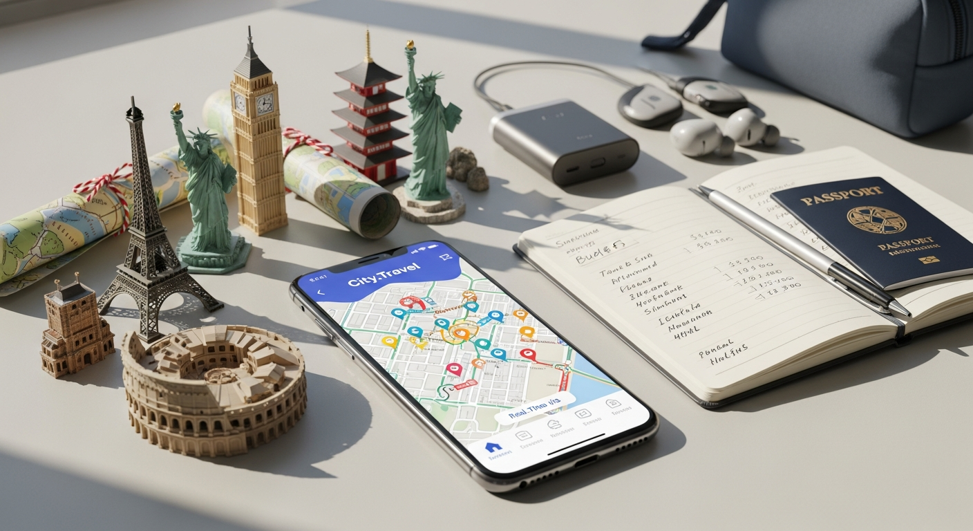 City.Travel Global flight and hotel booking app interface on smartphone screen