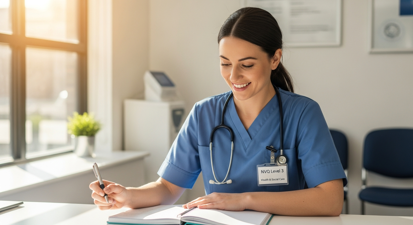 Health and social care professional providing patient care in modern clinical setting