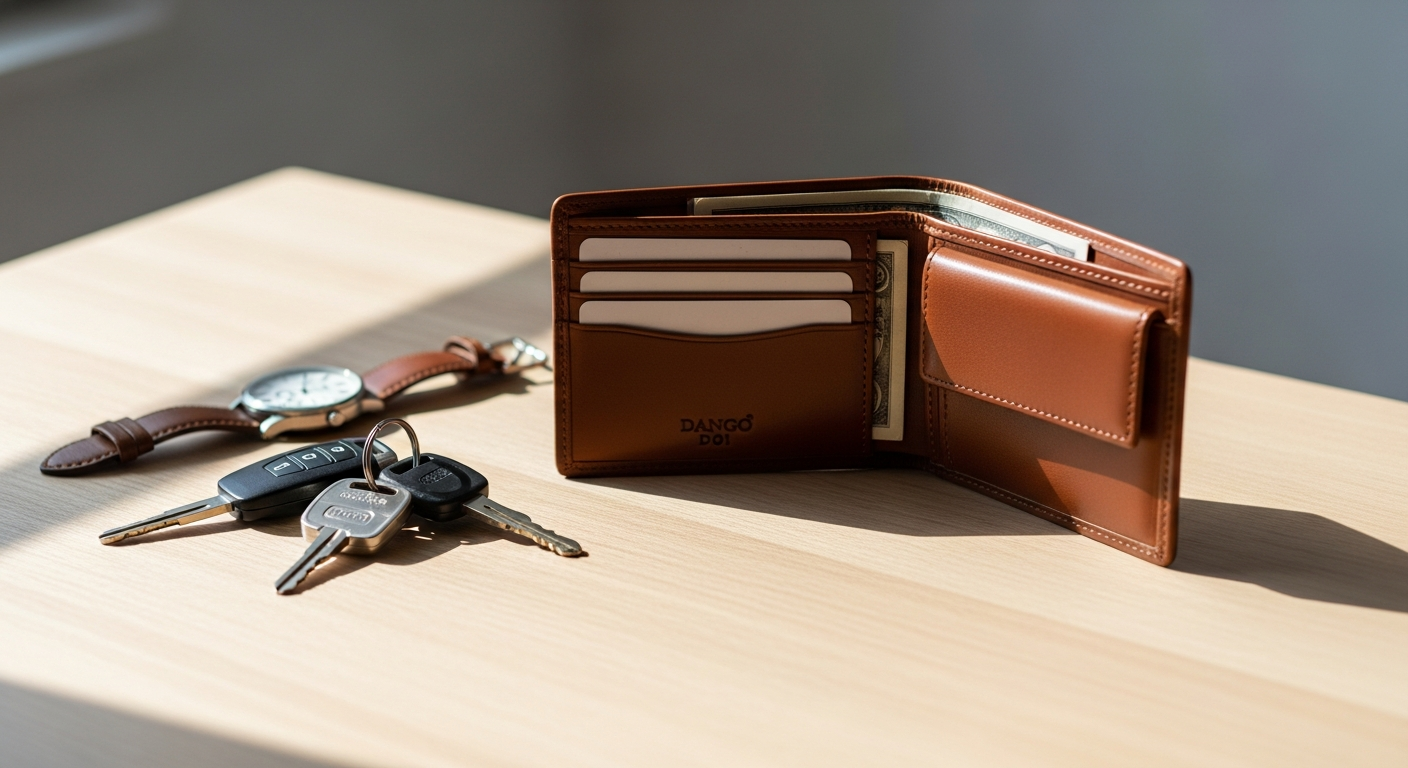 Dango D01 Dapper Bifold Wallet in aerospace aluminum with top-grain leather exterior