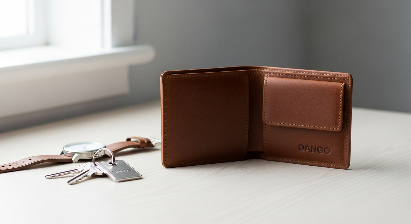 Dango D01 Dapper Bifold Wallet in aluminum and leather construction
