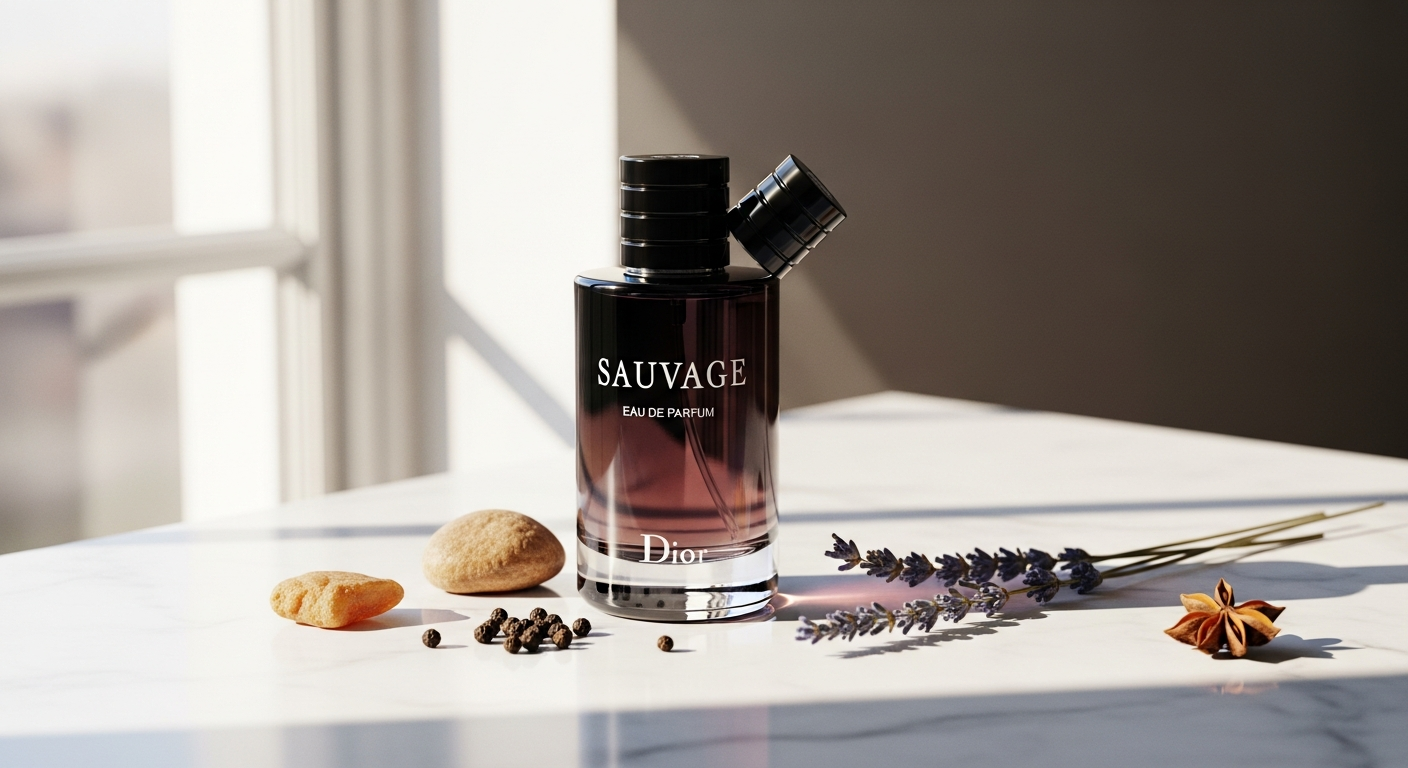 Dior Sauvage Eau de Parfum luxury fragrance bottle with bergamot citrus notes