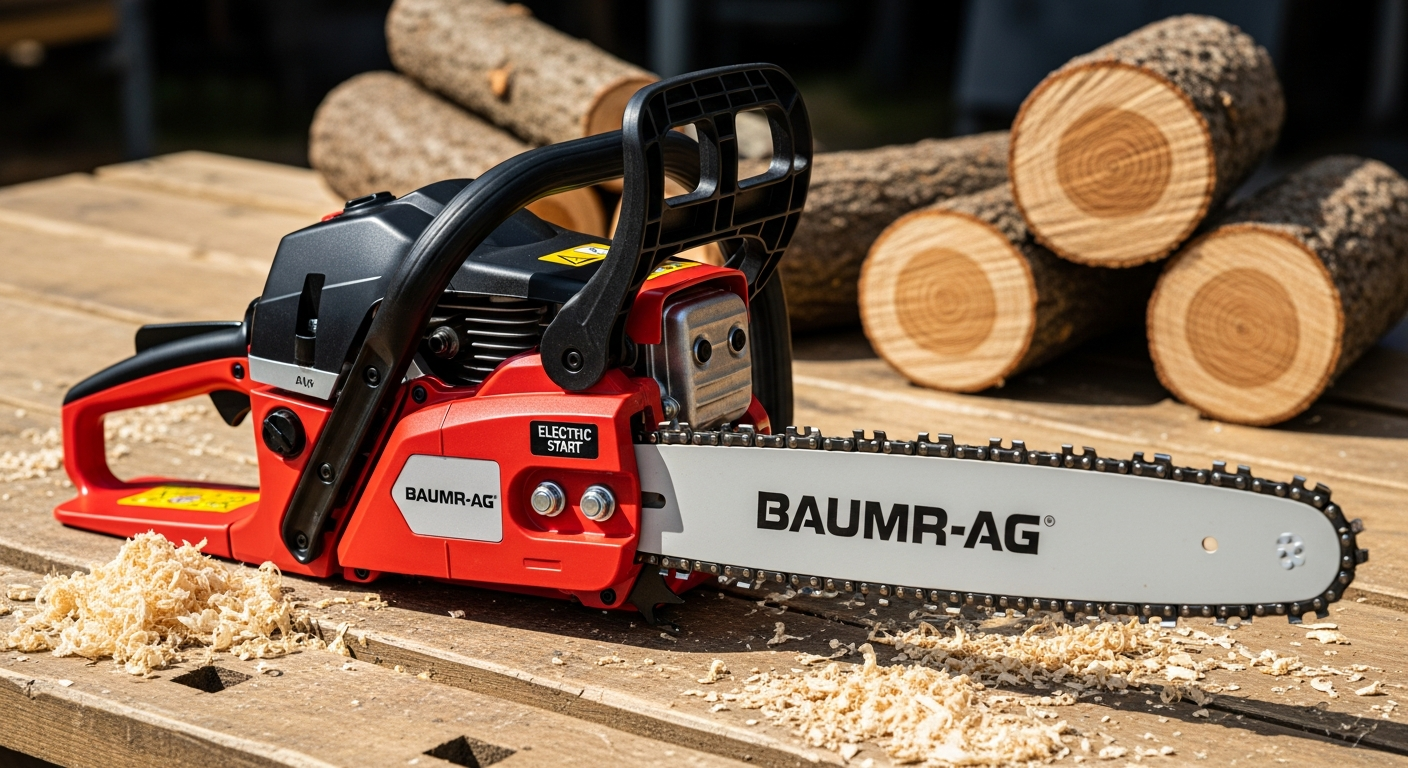 BAUMR-AG 72cc petrol chainsaw with electric start and 24-inch cutting bar