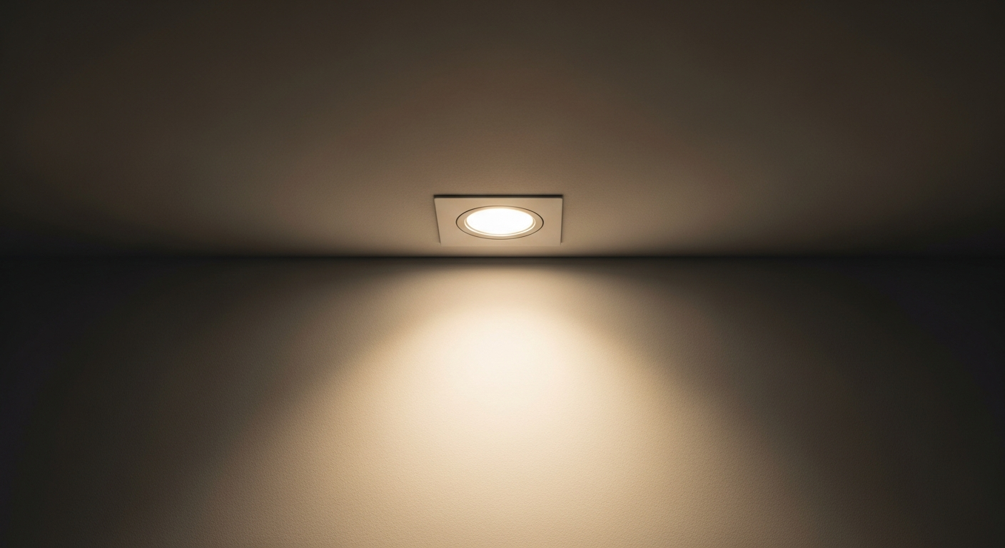 Namron Alfa Eco WarmDim 8W matt white LED downlight with reflector design for bathrooms