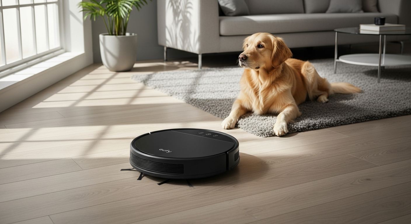 Eufy Omni E25 robot vacuum mop with all-in-one docking station for pet hair cleaning