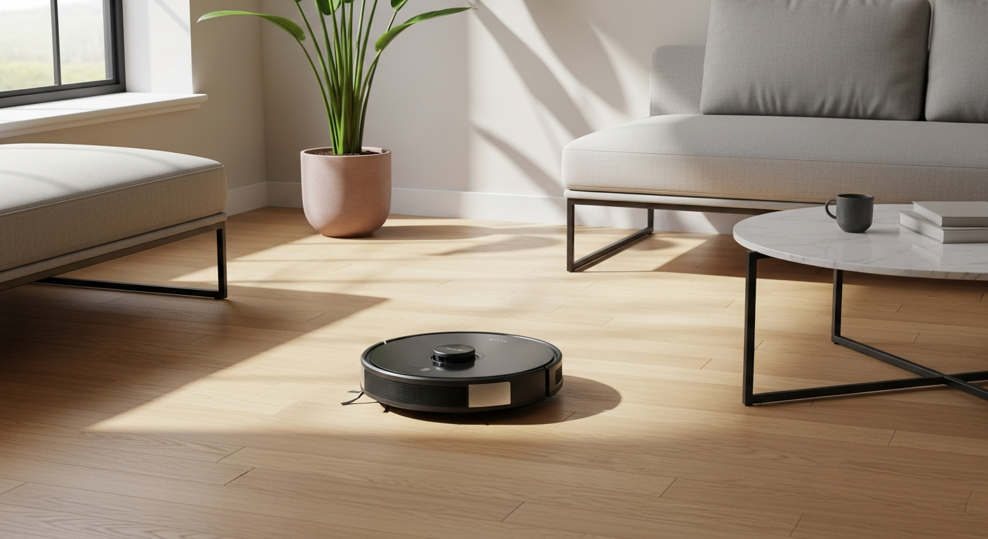Eufy Omni E28 robot vacuum mop cleaner with docking station displayed