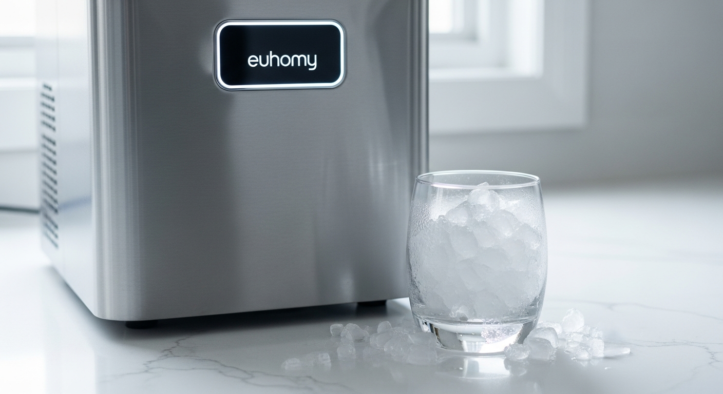 Euhomy Smart Countertop Nugget Ice Maker machine on kitchen counter