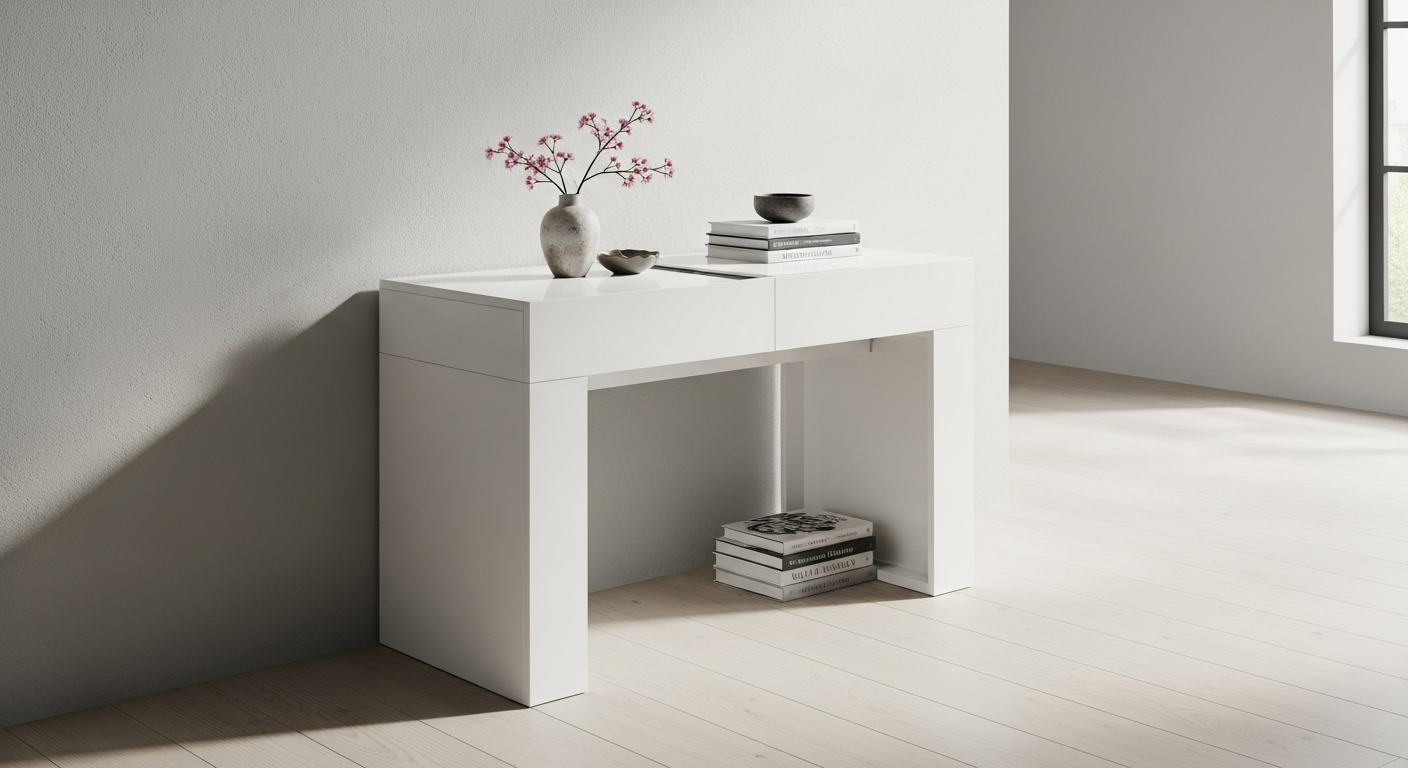 Mesa Consola Extensible Blanco Brillo 2026