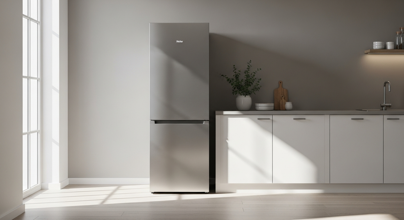 Haier Cube 90 Series Multi-Door Fridge Freezer with stainless steel finish in modern kitchen
