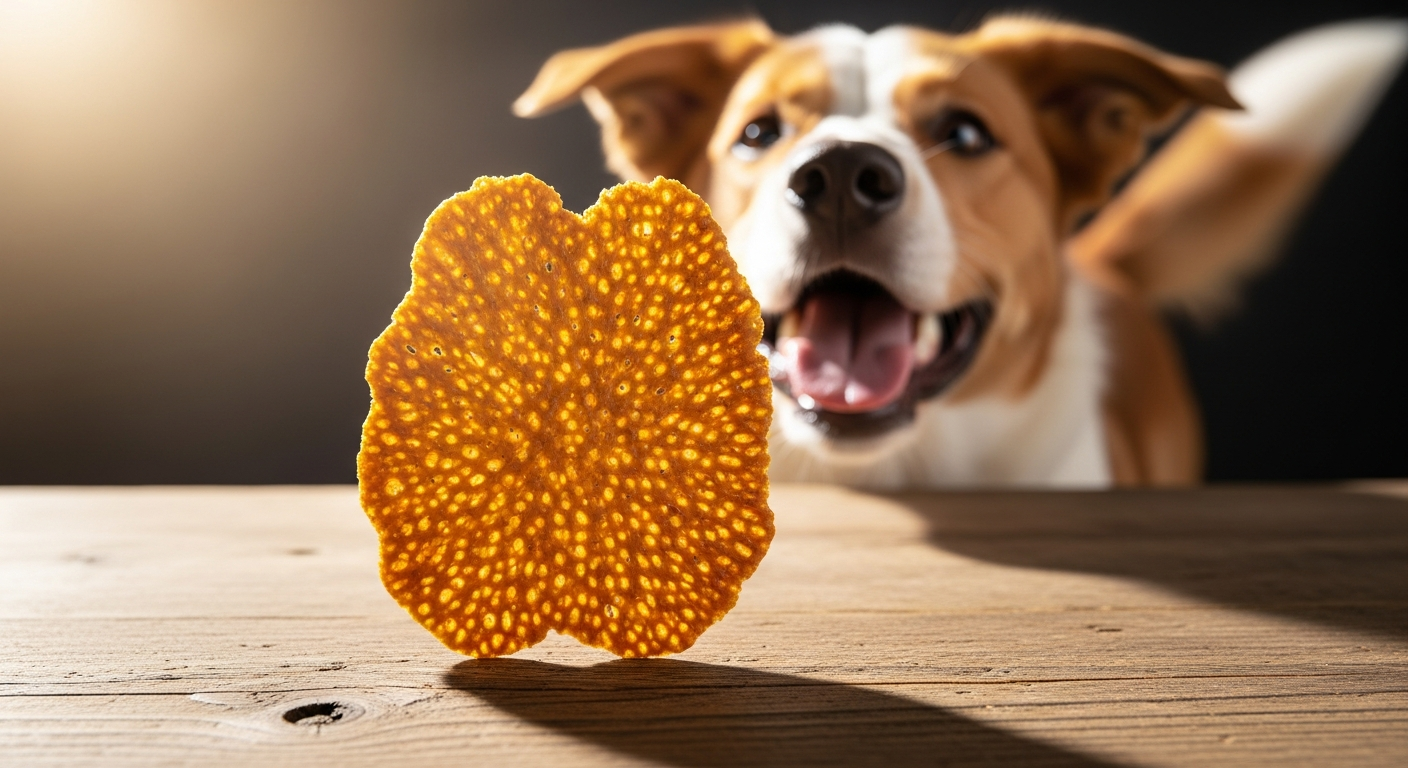 Healthybud Beef Lung Wafers dog treats in a pile on white background