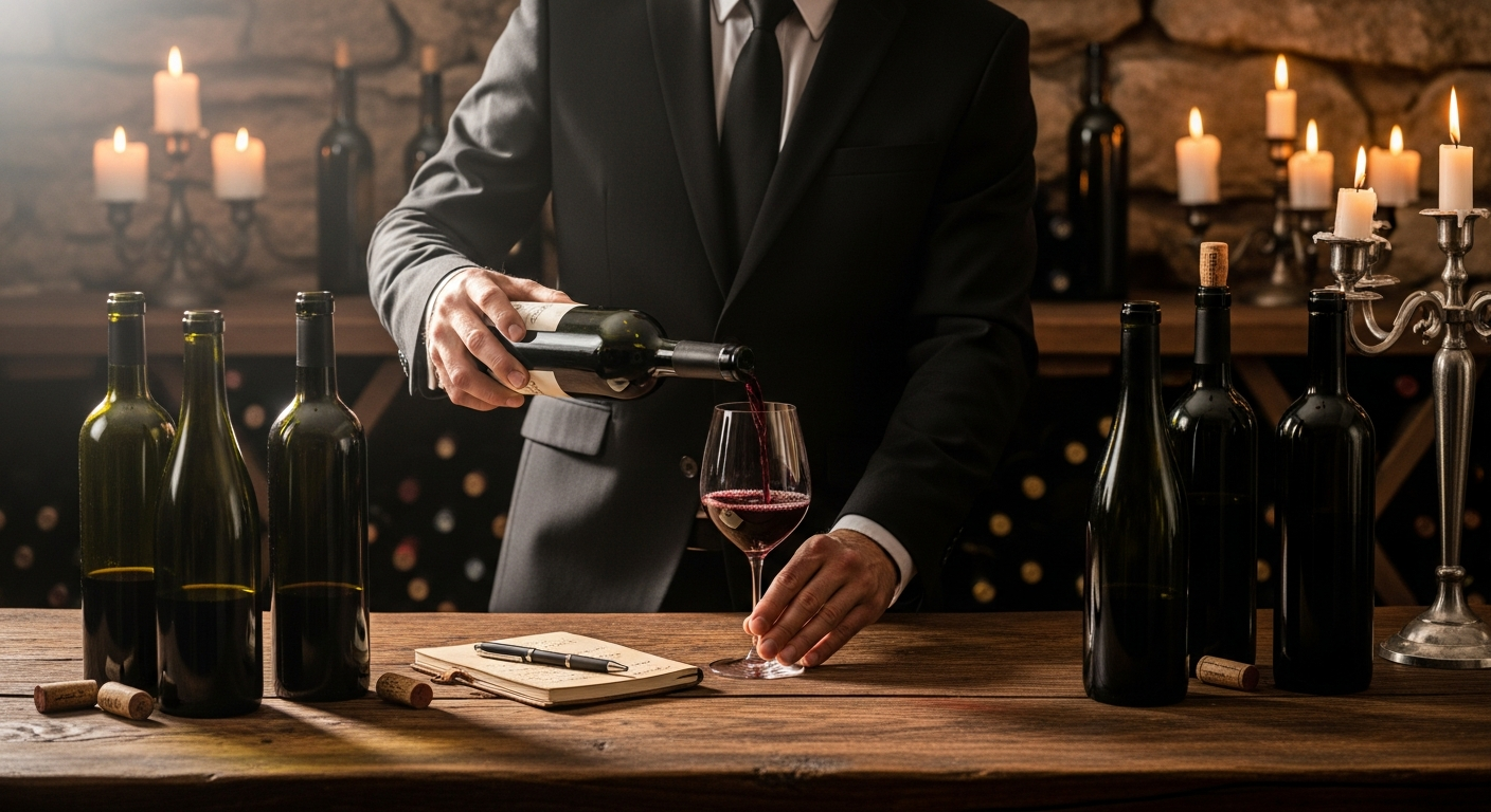 Wine sommelier pouring red wine during Hotel du Vin tasting experience