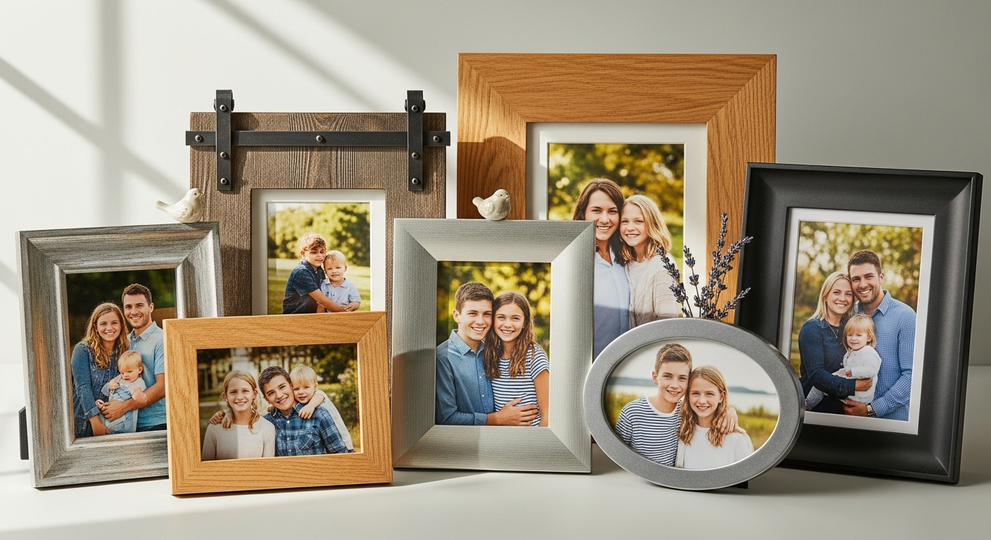 Personalized photo frame displaying family memories with custom engraving