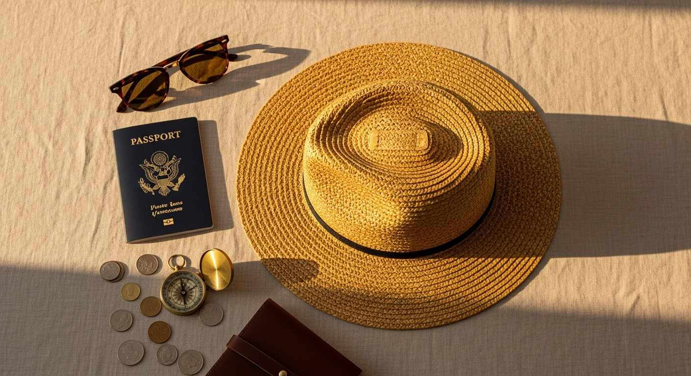 Janessa Leone Judith Packable Straw Hat in brown with regenerative leather strap detail