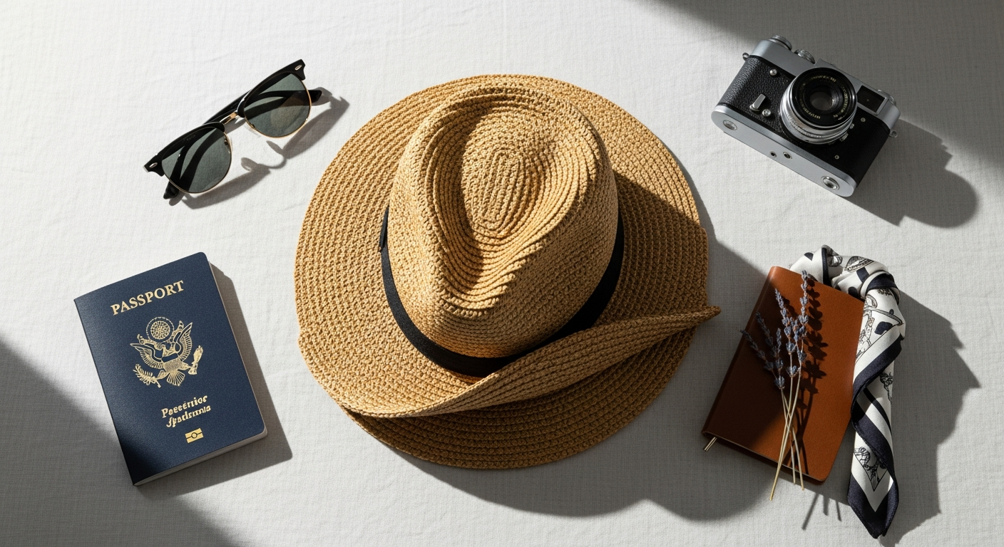 Janessa Leone Michon packable straw fedora hat in neutral tone with leather band