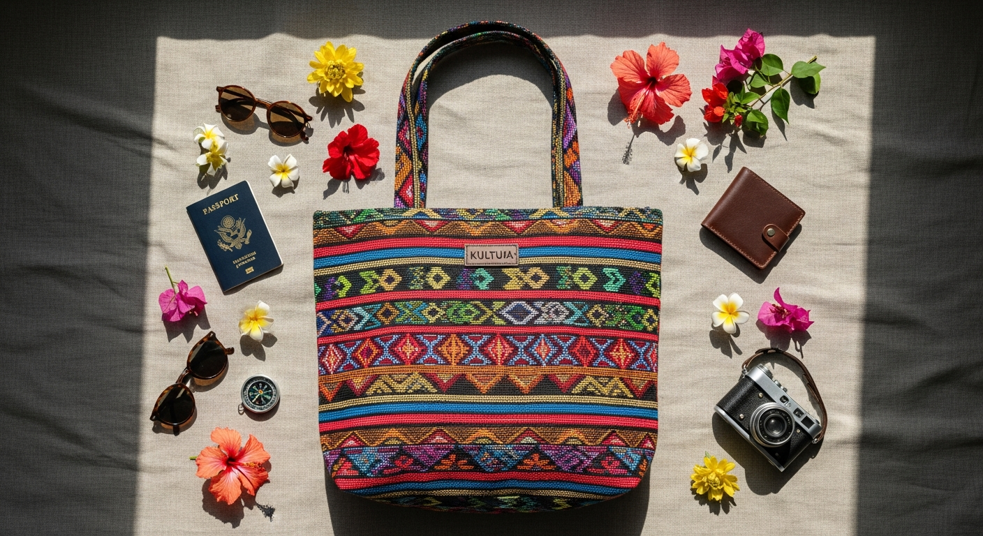 Kultura Filipino ethnic-print handwoven book tote bag with traditional Balud textile patterns