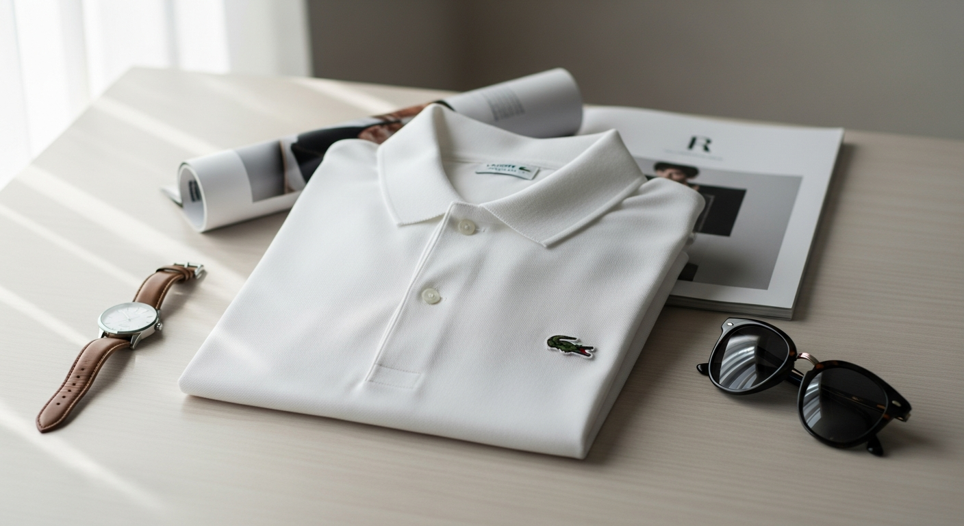 Lacoste L.12.12 Classic Fit Polo Shirt in navy blue on model