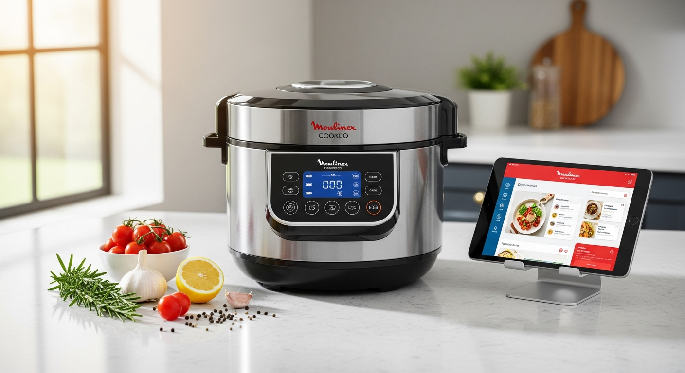 Moulinex Cookeo Connected Smart Multicooker with touchscreen display and stainless steel finish