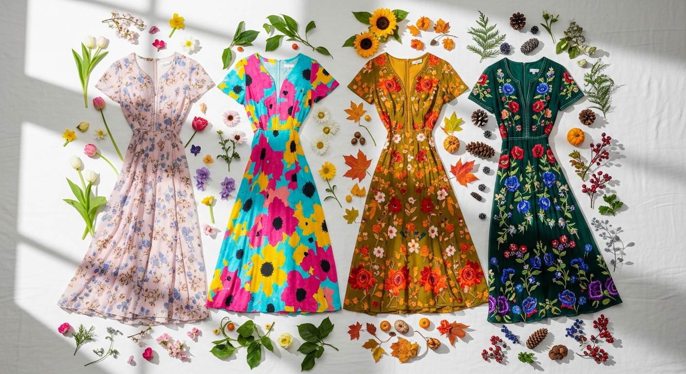 Woman wearing floral midi dress styled for spring with layered accessories