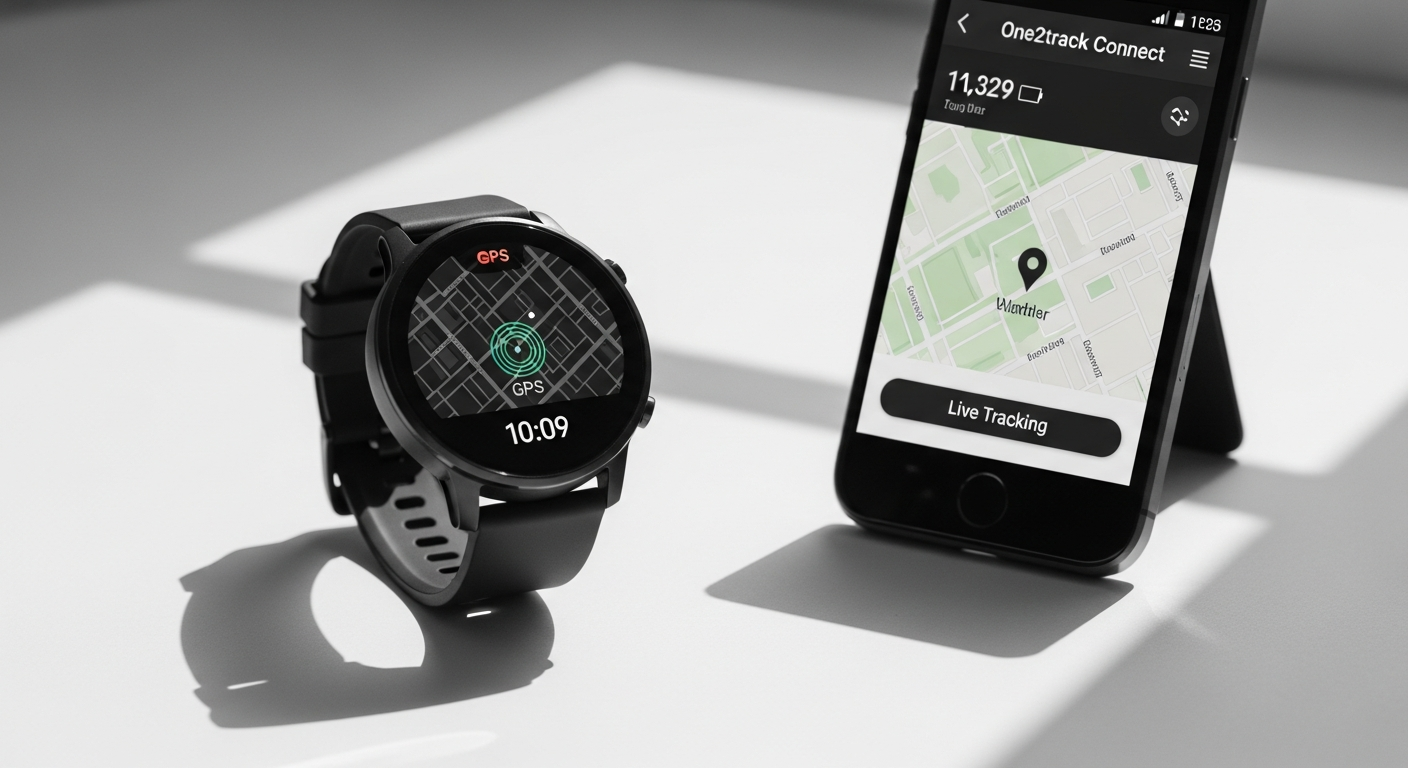 One2track Connect ONE GPS Smartwatch on child's wrist displaying location tracking interface