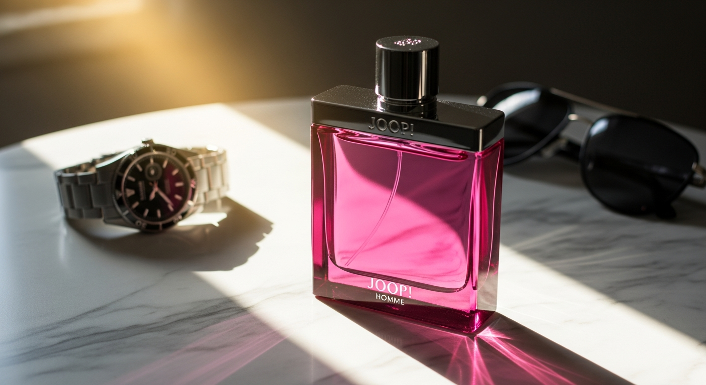 Joop! Homme Eau De Toilette fragrance bottle with bold pink packaging and citrus scent notes