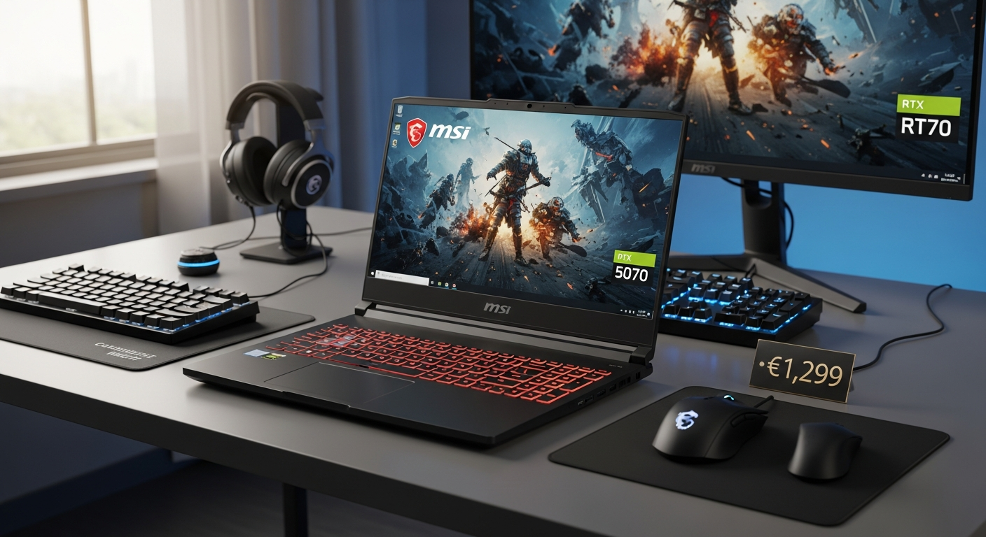 MSI Katana 15 HX gaming laptop with RTX 5070 GPU and Intel Core i7 processor displayed