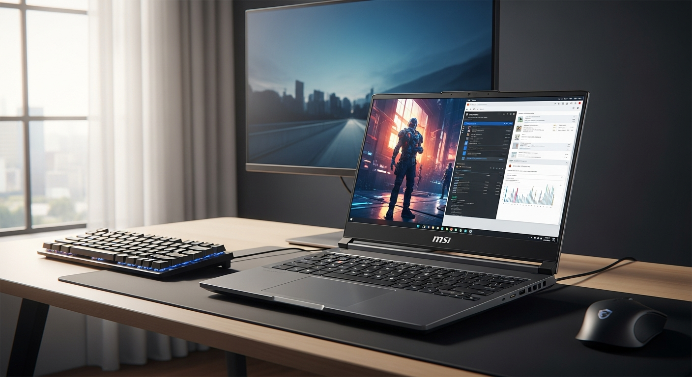 MSI Katana 15 HX gaming laptop with RTX 5070 GPU and i7-14650HX processor displayed