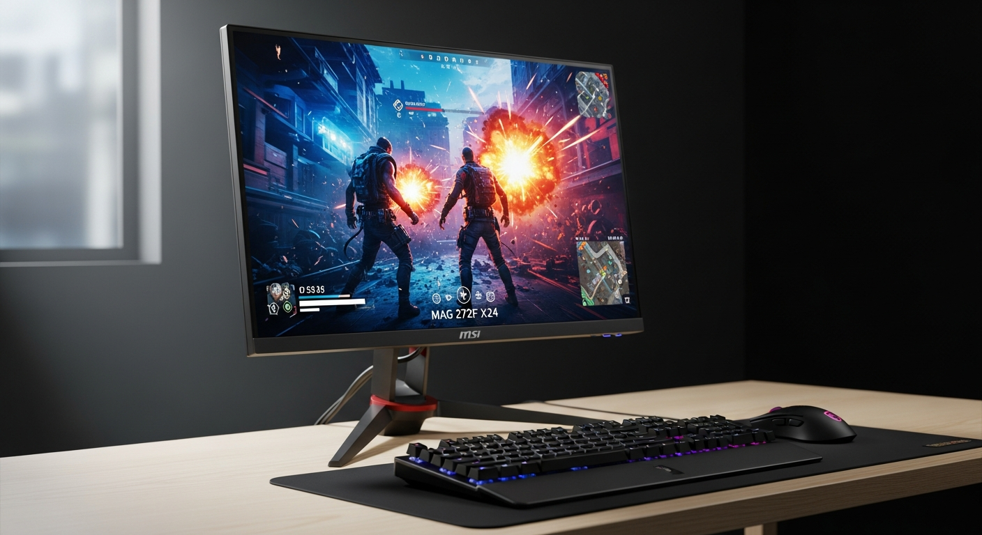 MSI MAG 272F X24 gaming monitor displaying competitive esports gameplay