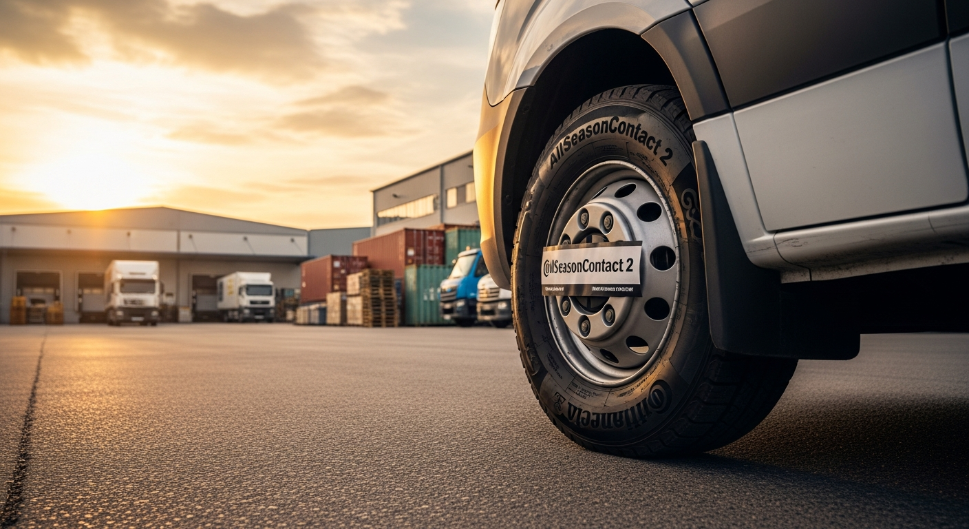 Continental AllSeasonContact 2 all-season tire on commercial fleet vehicle in mixed weather conditions
