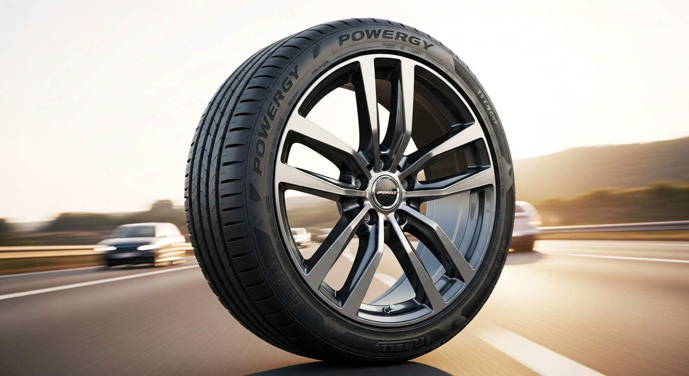 Pirelli Powergy Premium Summer Tire close-up showing advanced tread design and sipe technology