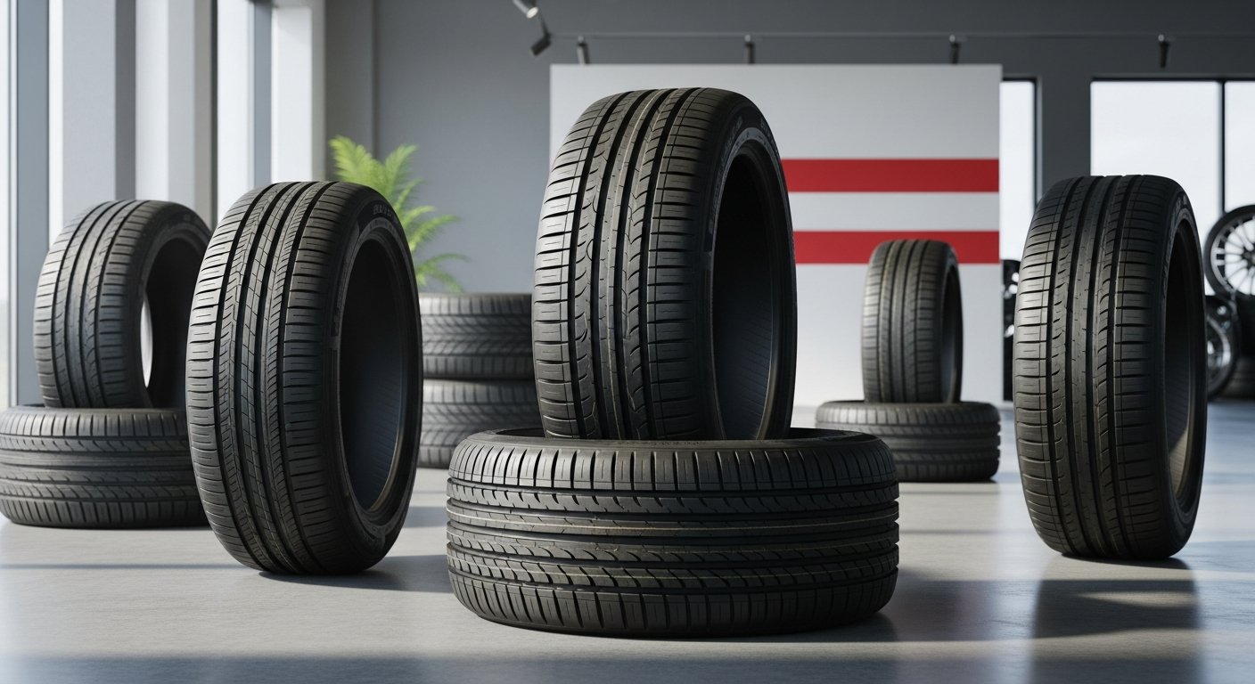 Reifen.at tire comparison platform interface showing filter options and tire listings