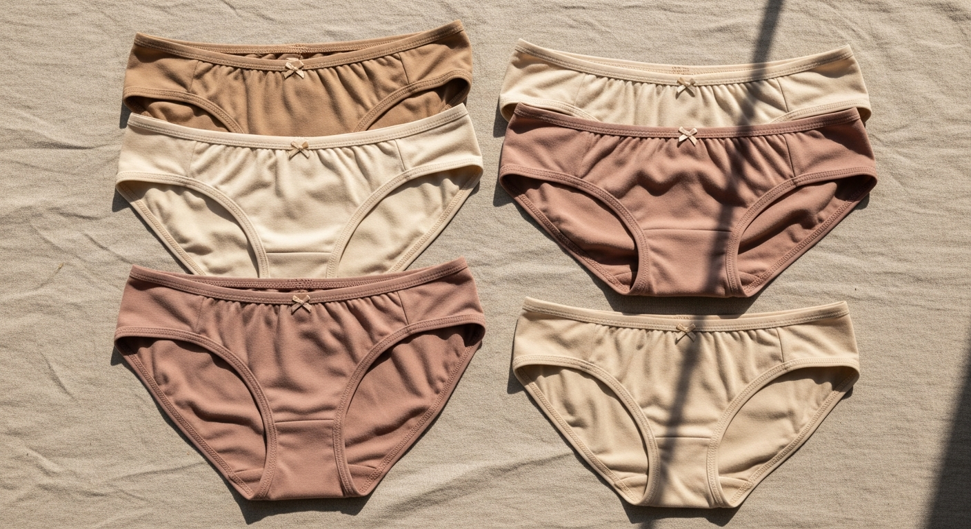 Rejeanne Gaïa organic cotton period underwear in neutral color displayed on white background