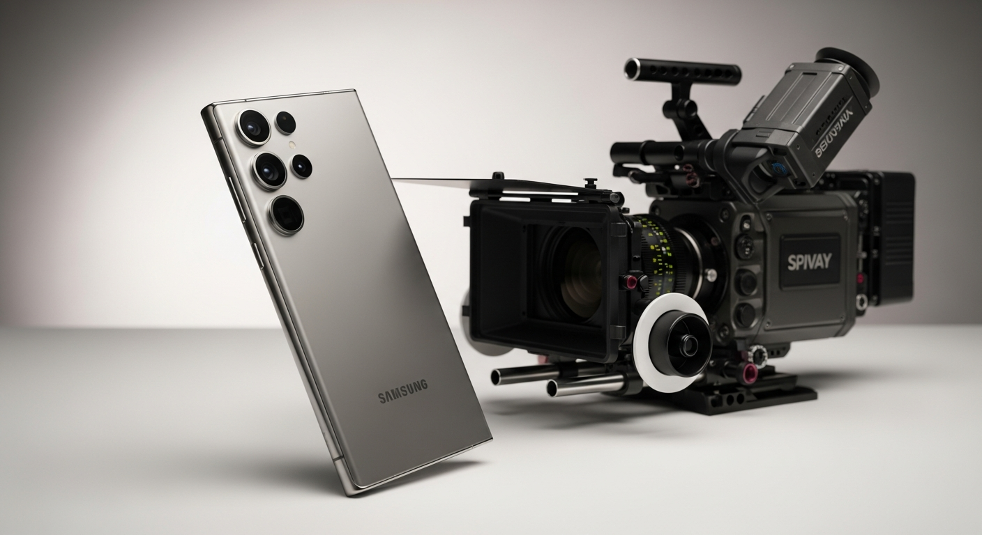 Samsung Galaxy S24 Ultra smartphone displaying quad-camera system and professional photography capabilities