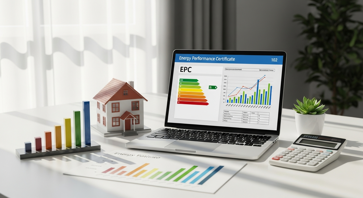 Online energy certificate form displayed on computer screen for residential buildings